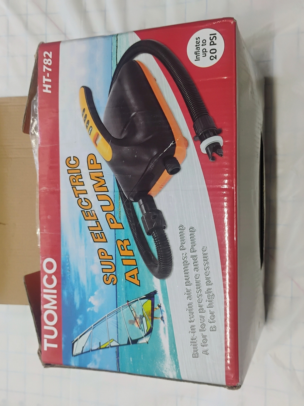 Tuomico Black and Orange SUP Electric Air Pump